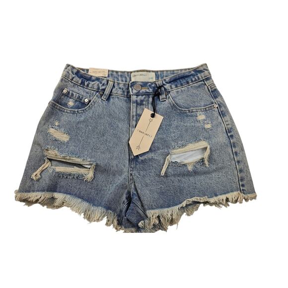 NWT Banjara 7 / 27 juniors distressed grunge denim jeans shorts super high rise - Picture 1 of 7